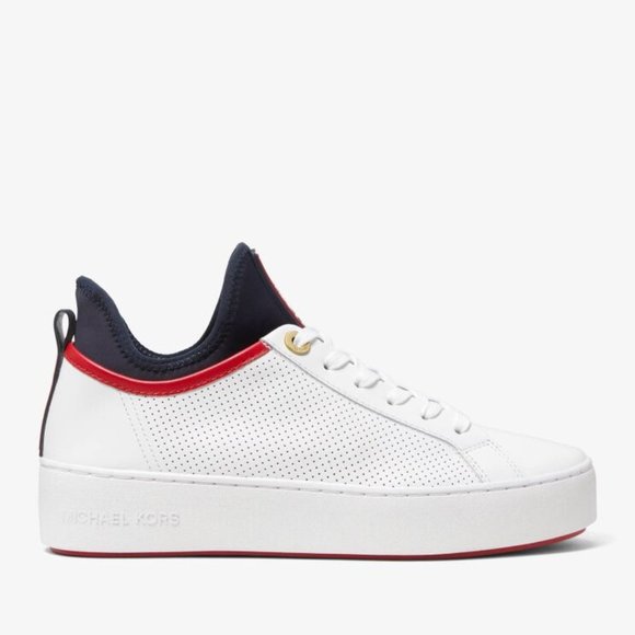 Michael Kors Ace Perforated Leather and Scuba Sneakers 11 - Picture 1 of 2